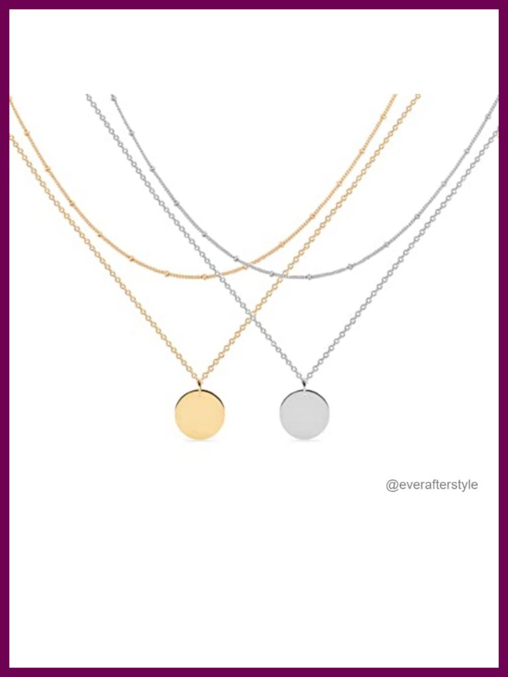 Layered Disc Necklace for Women - Dainty Two-Tone Satellite Bead Chain Jewelry